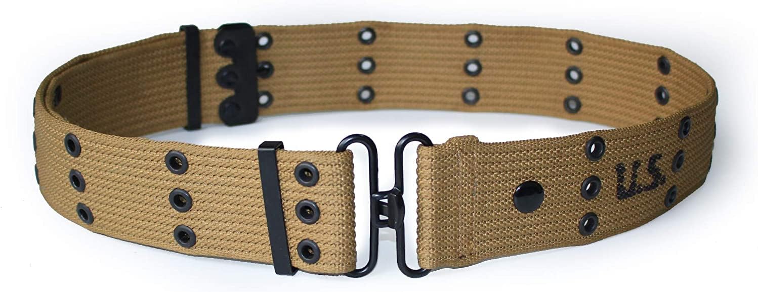 CALYX Repro WW2 US Army M36 Pistol Belt Tactical WWII American M1936 Khaki Webbing Canvas Pistal Belt with US Marking
