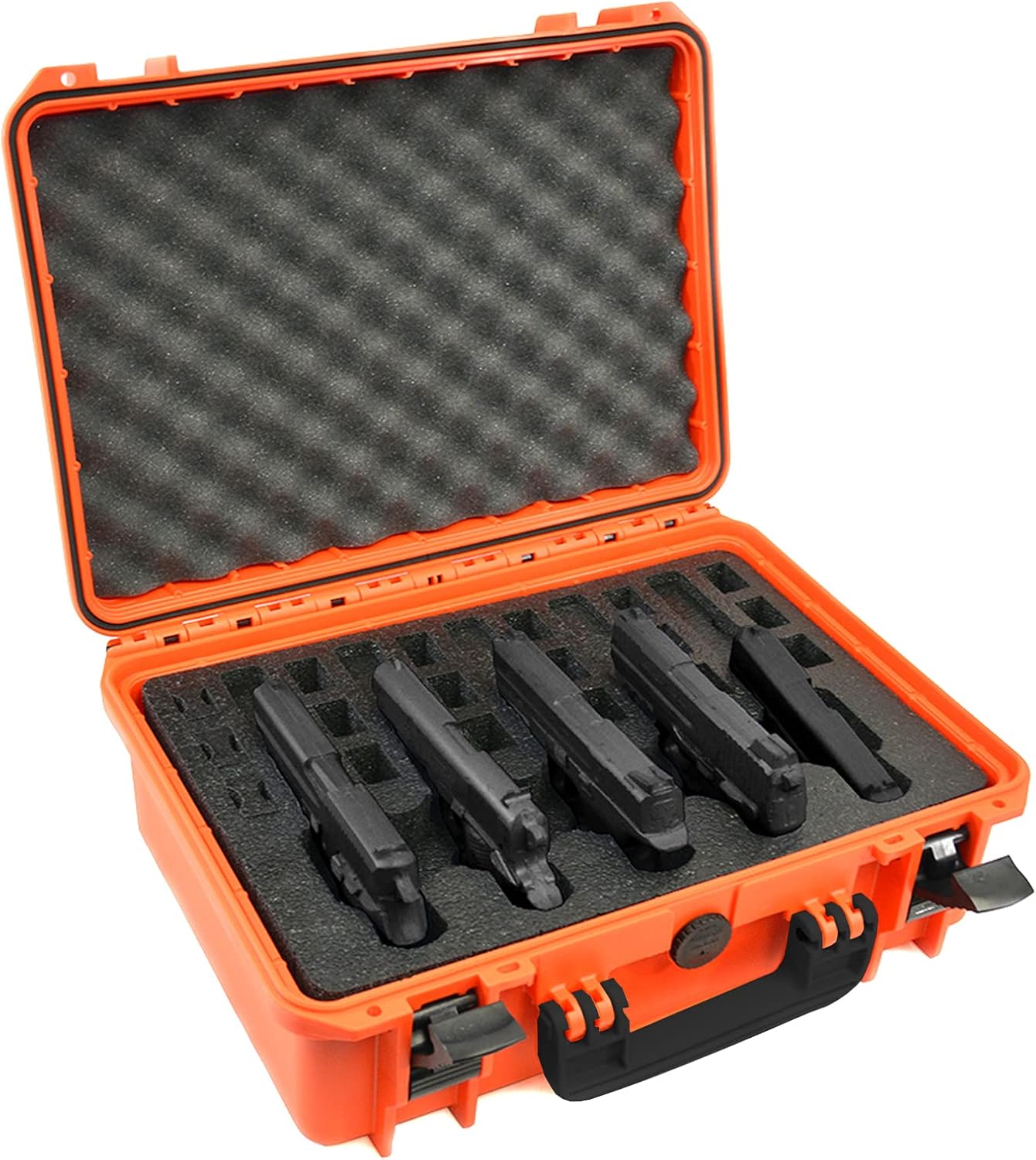 5 Pistol 18 Magazine Doro Gun Case with Custom MyCaseBuilder Foam Insert - Waterproof, Heavy Duty - Tactical Firearms and Ammunition Holder, 18 x 14 x 7 Inches