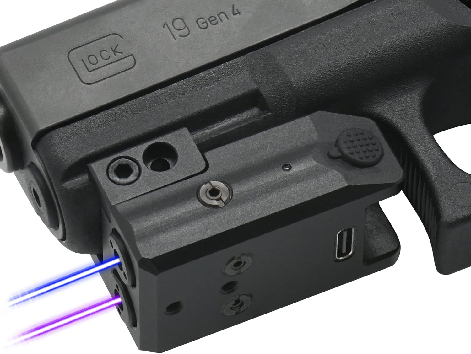 HiLight - Tactical P3PB - Dual (Blue, Purple) Laser with Military-Grade Aluminum & Rechargeable USB Battery - Extension Picatinny Rail Mount Light & Dual Laser Class of IIIA, 5mW
