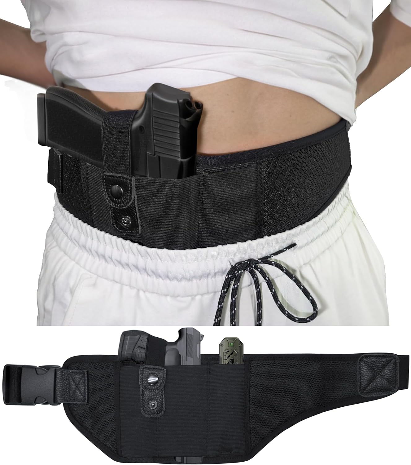 Belly Band Holster for Men,Secure Conceal Carry for Women,Comfort Gun Holster,IWB fits Glock,Sig Sauer P365,Smith & Wesson, Bodyguard, M&P Shield,Ruger, and More