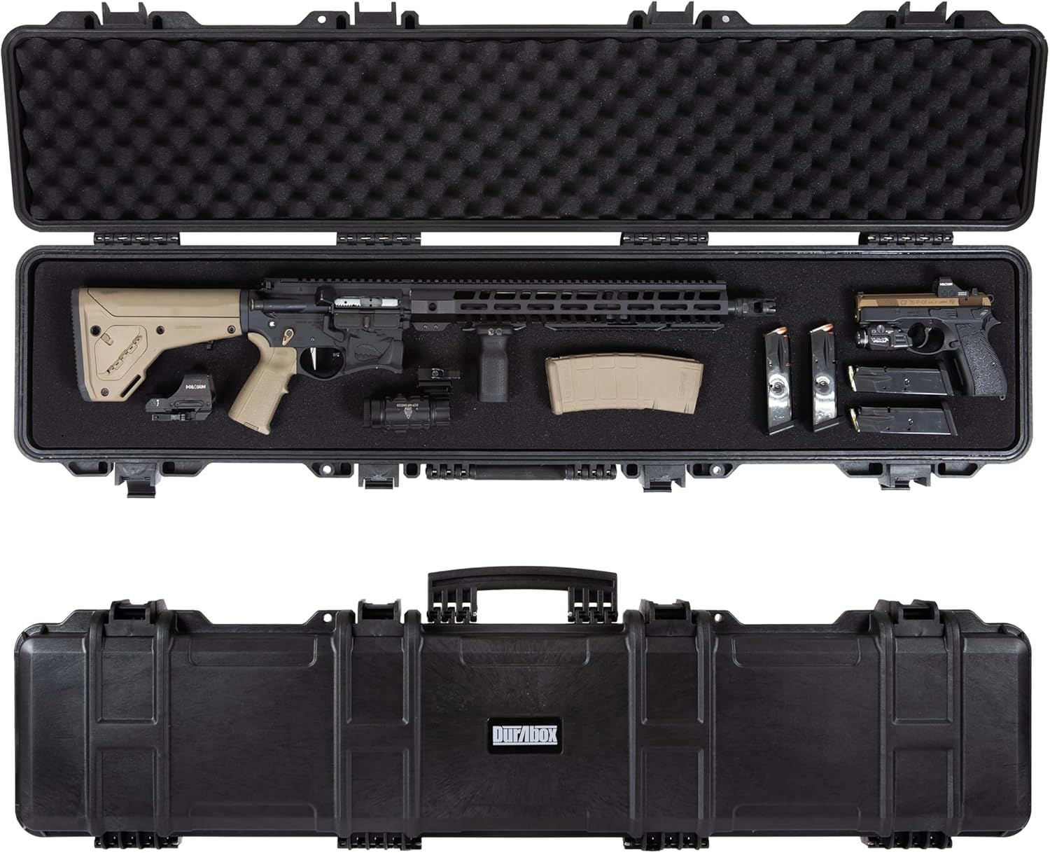 All Weather Hard Case – TSA Approved Rifle Case with Customizable Foam, Ergonomic Handles - Waterproof Travel Case for Rifles, Guns, Shotguns, Ammo, Scopes & Gear