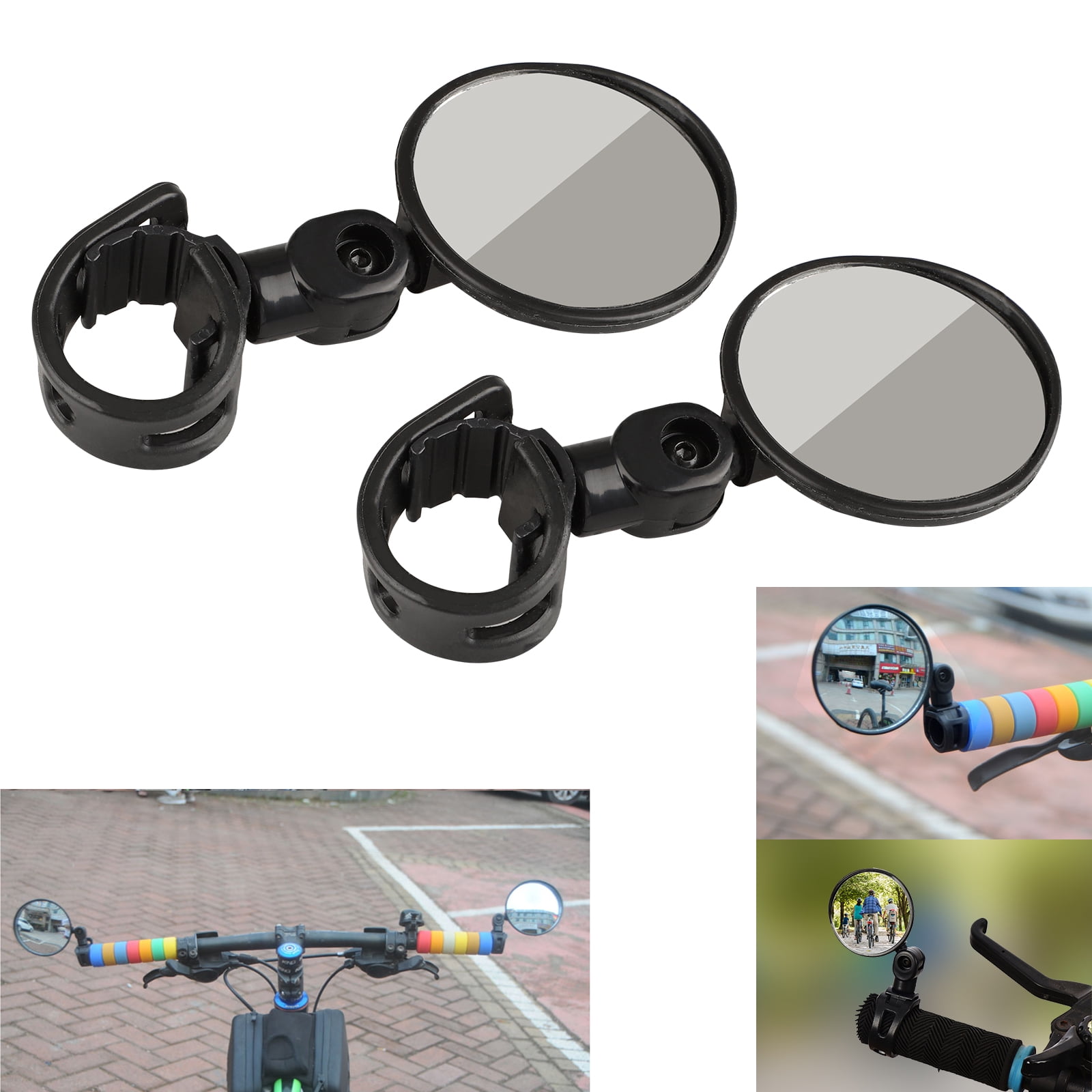 EEEkit 2pcs 360° Adjustable Rotatable Bike Mirrors, Handlebar Bike Mirror Rearview Mirror Universal Safe Crystal Clear Glass Mirror for Outdoor Mountain Bike Cycling Bicycle